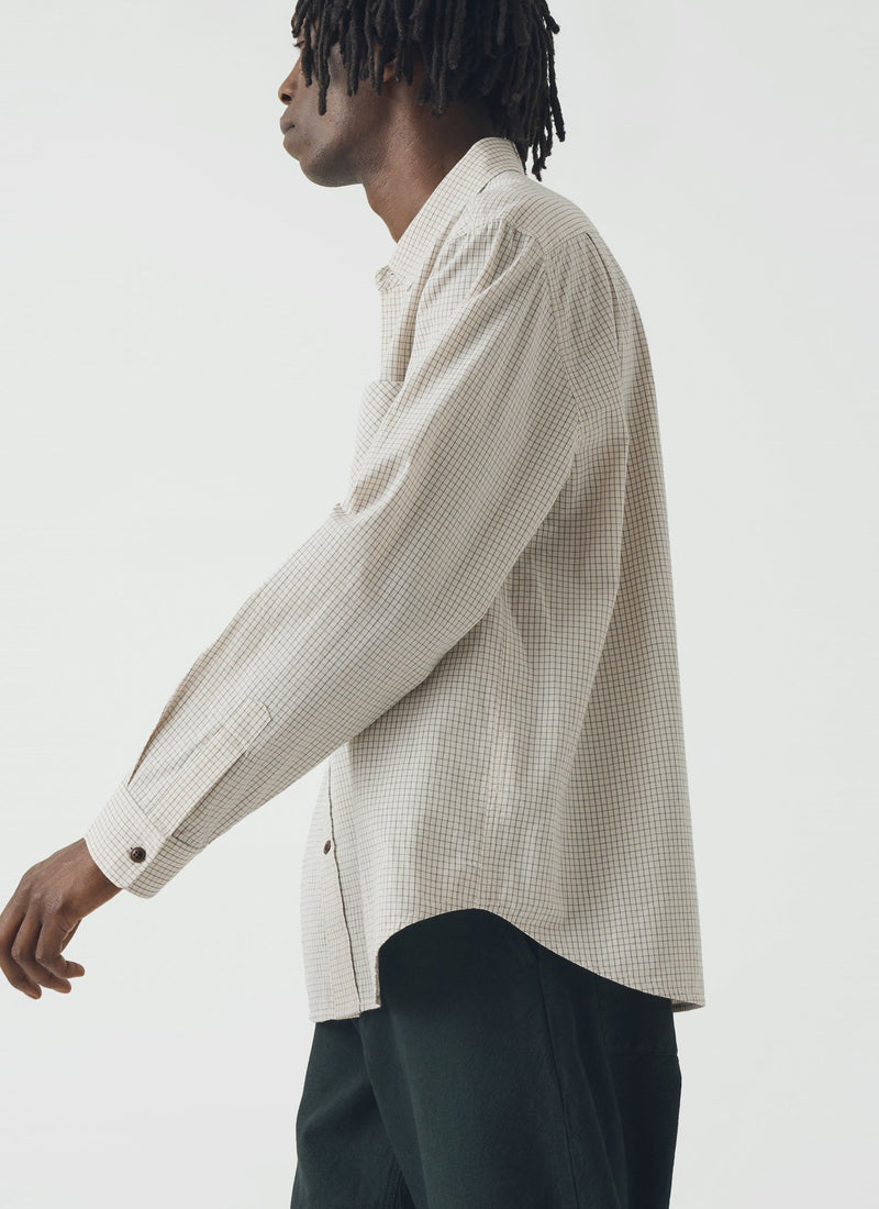 Counter Check Cotton Shirt | Ecru/Provence Blue