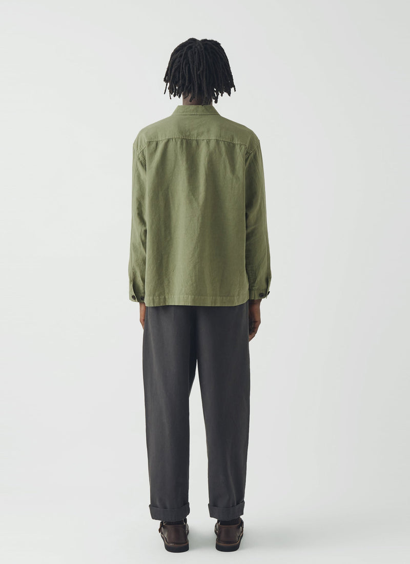 Cotton Linen Pull Over Shirt | Light Sage