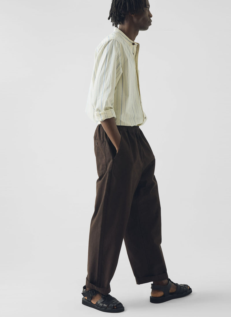 Jasper Irregular Stripe Cotton Shirt | Ecru/Cobalt