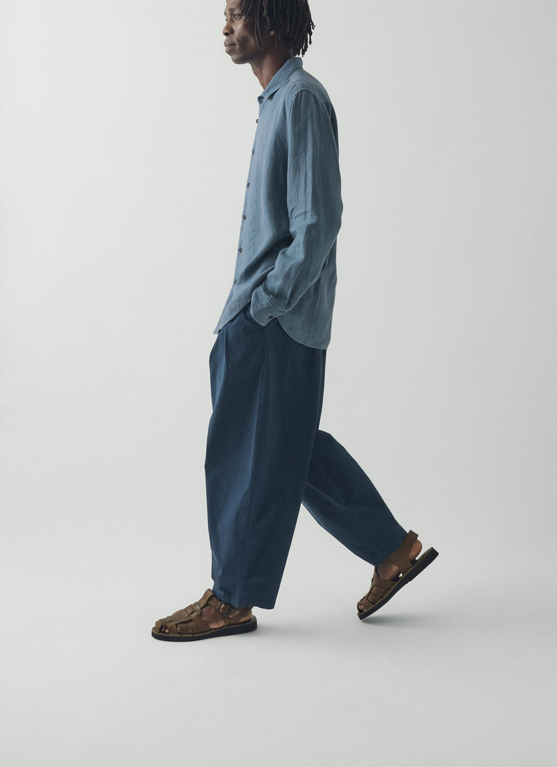 Loop Button Linen Shirt | Misty Blue