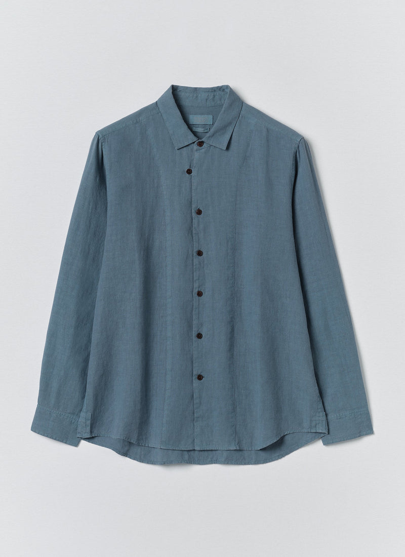Loop Button Linen Shirt | Misty Blue