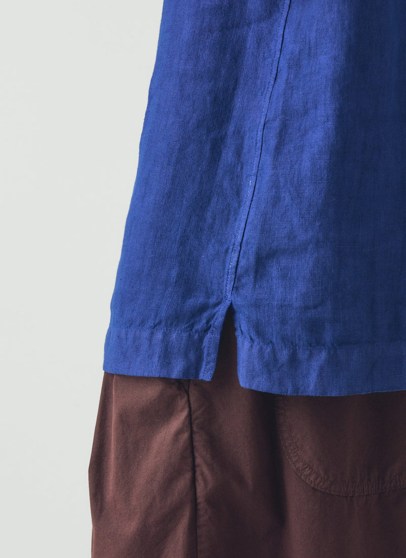 Linen Short Sleeve Shirt | Carmine Blue