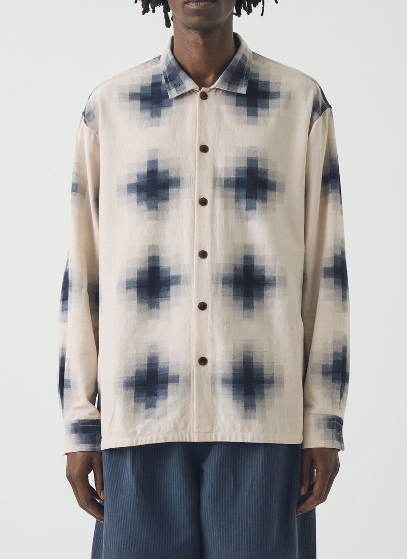 Mosaic Cotton Ikat Shirt | Slate/Putty