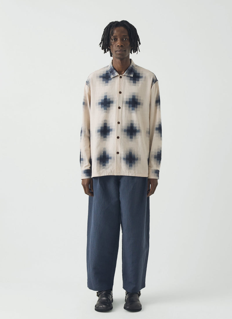 Mosaic Cotton Ikat Shirt | Slate/Putty