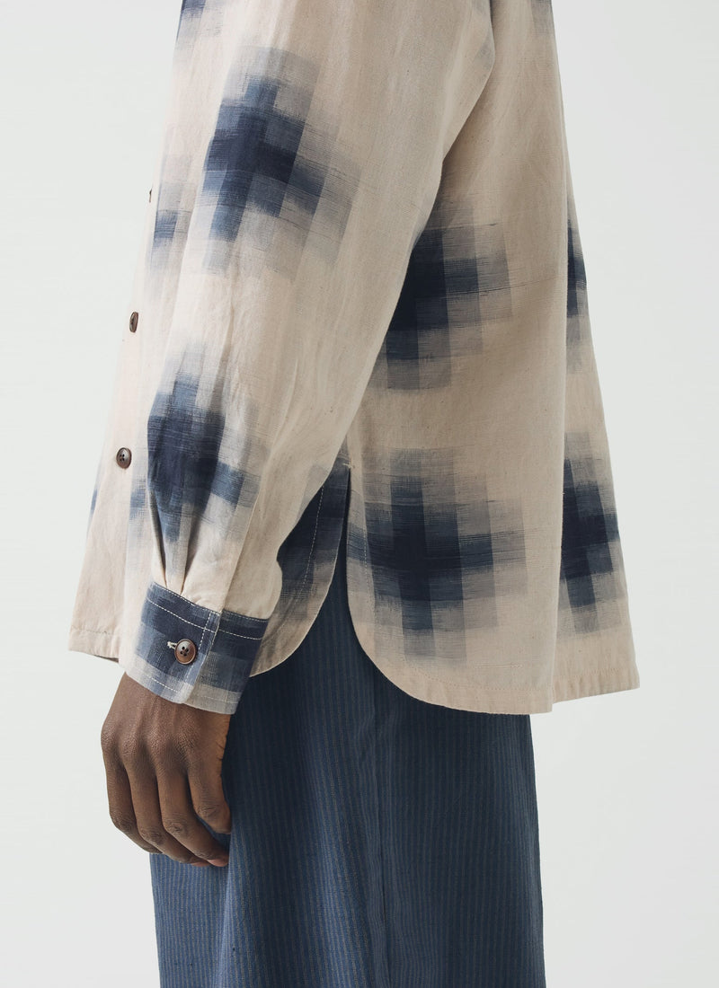 Mosaic Cotton Ikat Shirt | Slate/Putty