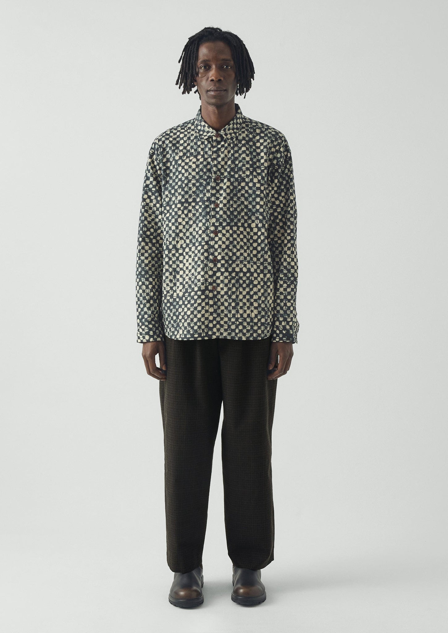 Batik Cook Check Shirt | Oil Green