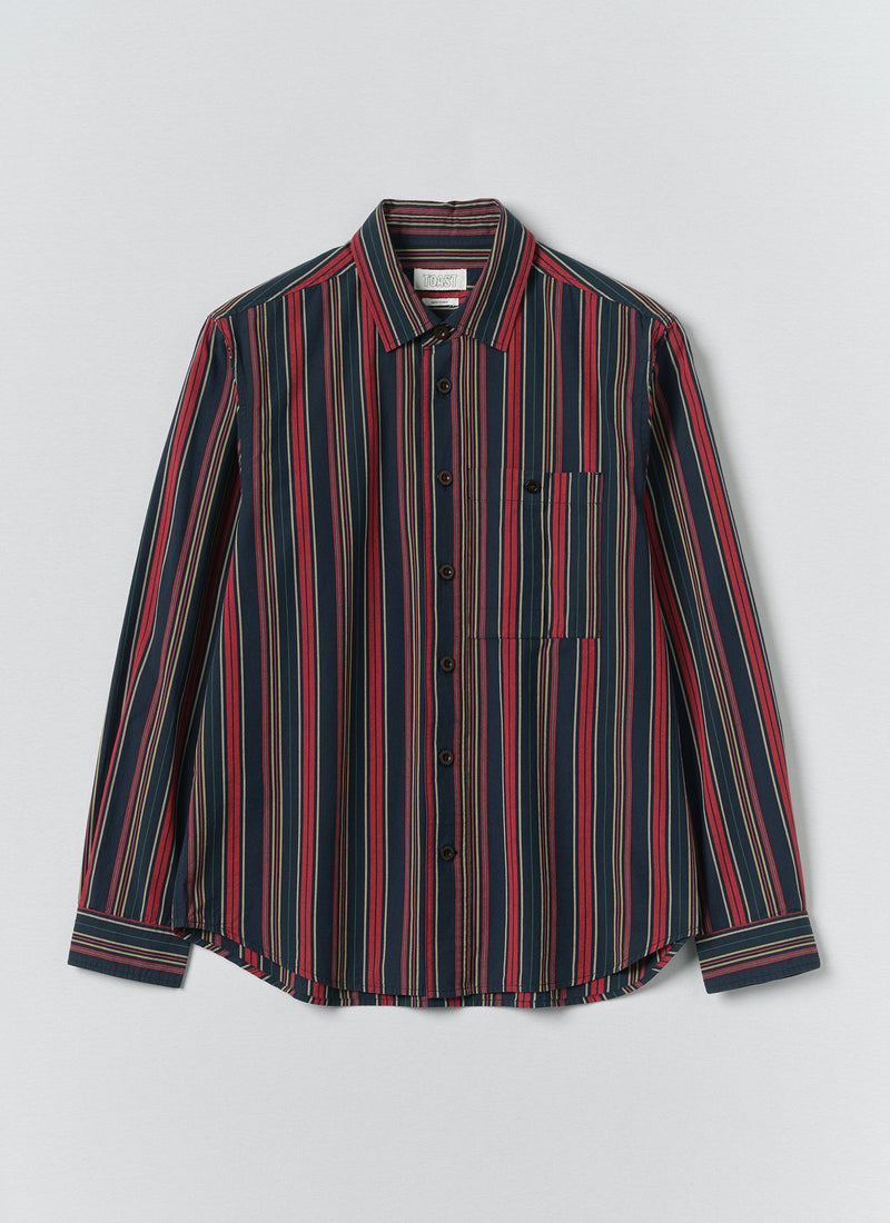 Pantry Stripe Cotton Shirt | Provencal Blue