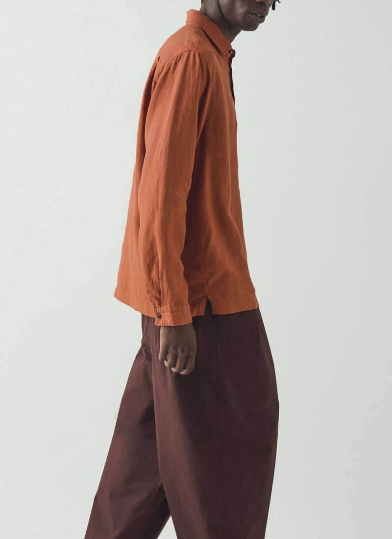 Half Placket Linen Shirt | Copper