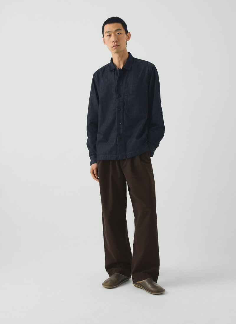 Straight Hem Indigo Denim Shirt | Indigo