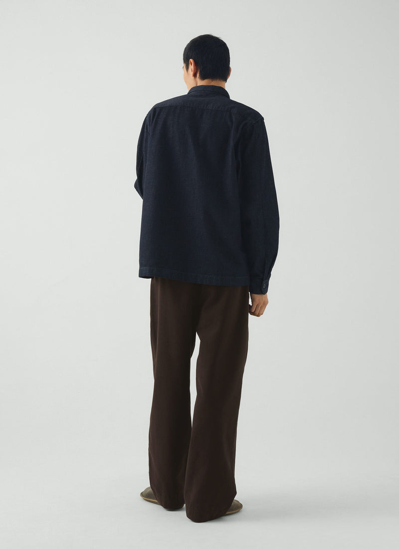 Straight Hem Indigo Denim Shirt | Indigo
