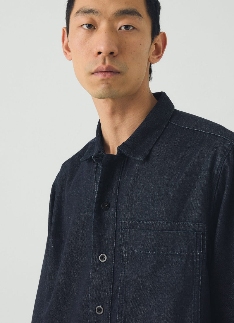 Straight Hem Indigo Denim Shirt | Indigo