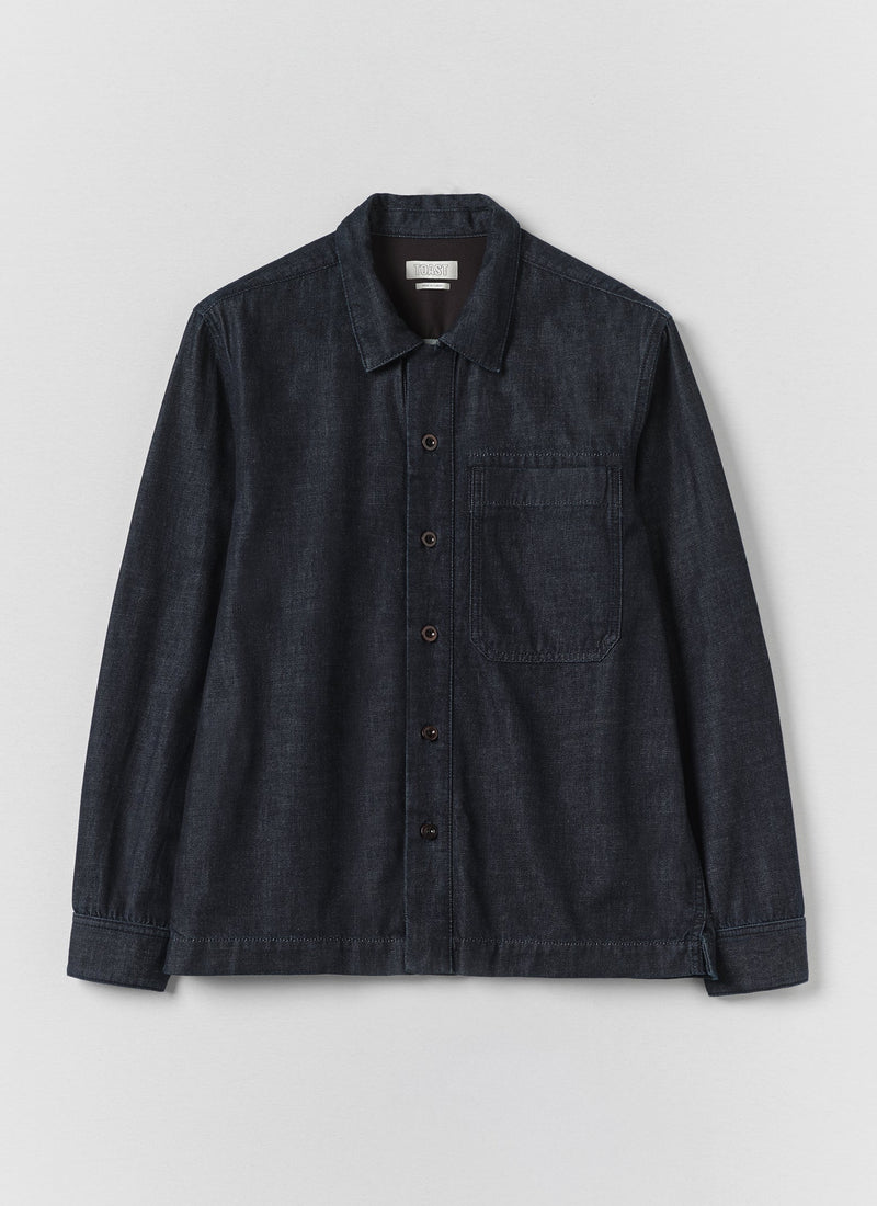 Straight Hem Indigo Denim Shirt | Indigo