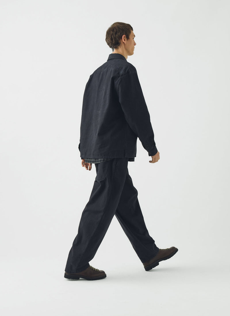 Popover Cotton Twill Workwear Shirt | Blue Black