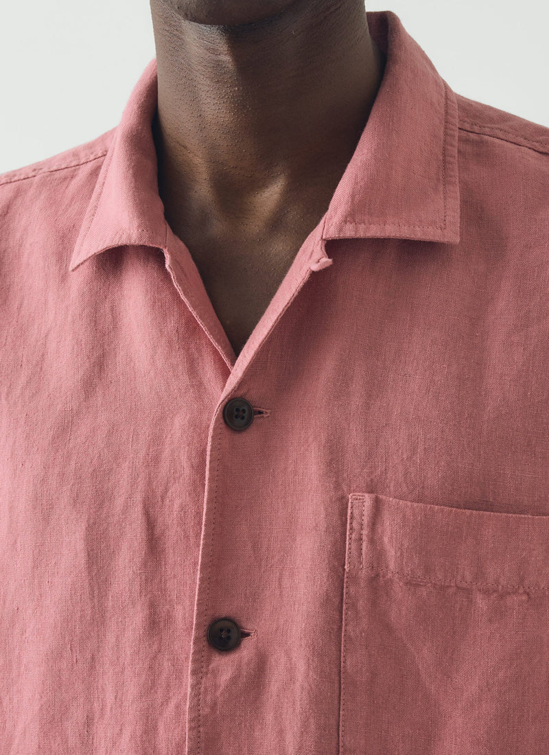 Short Sleeve Linen Shirt | Dusty Rose
