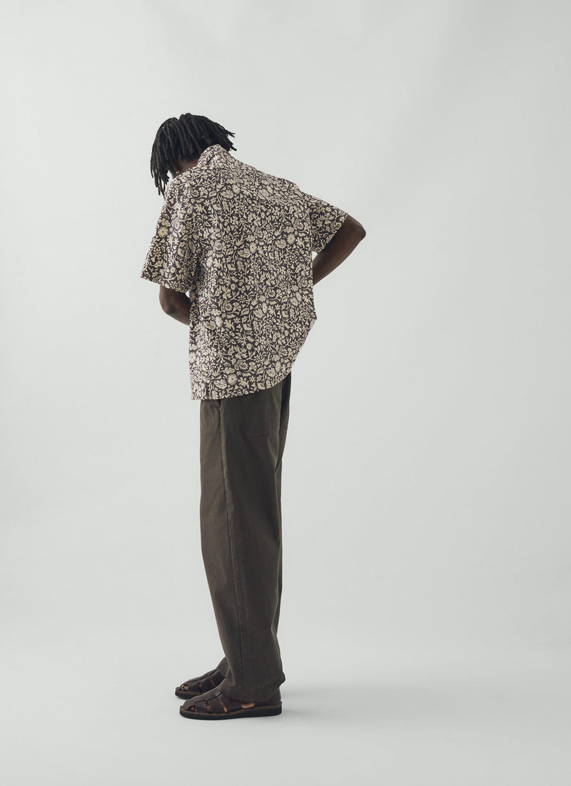 Lore Block Print Cotton Shirt | Dark Coffee/Warm Ecru