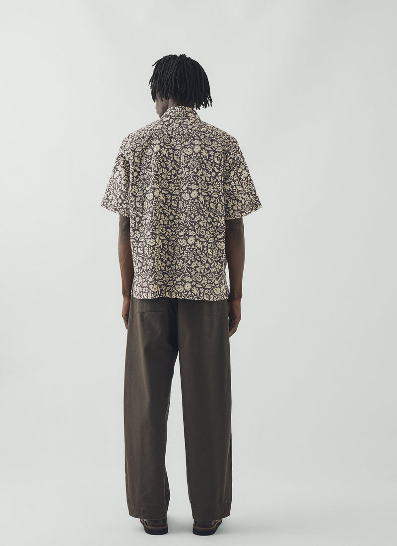 Lore Block Print Cotton Shirt | Dark Coffee/Warm Ecru