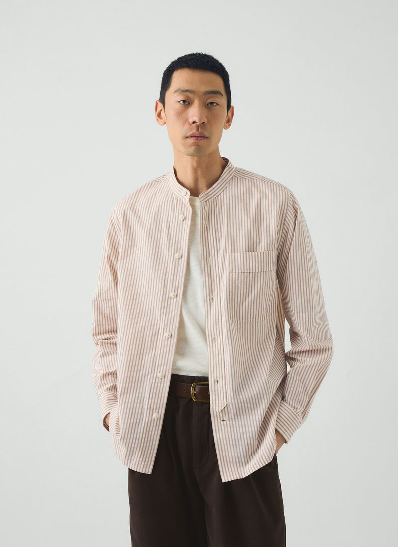 Jasper Cotton Stripe Shirt | Russet Red