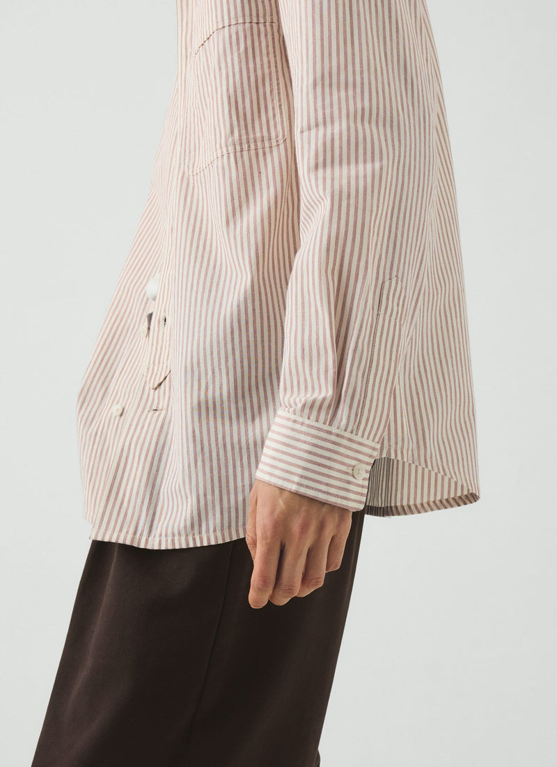 Jasper Cotton Stripe Shirt | Russet Red