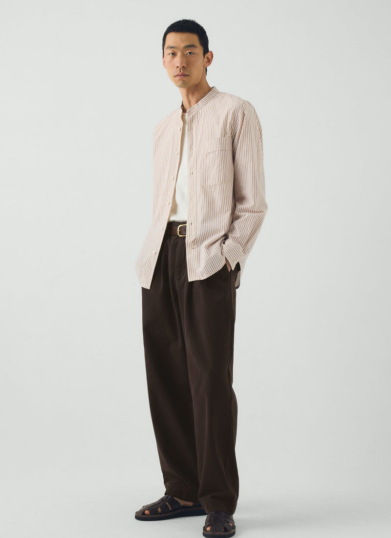 Jasper Cotton Stripe Shirt | Russet Red