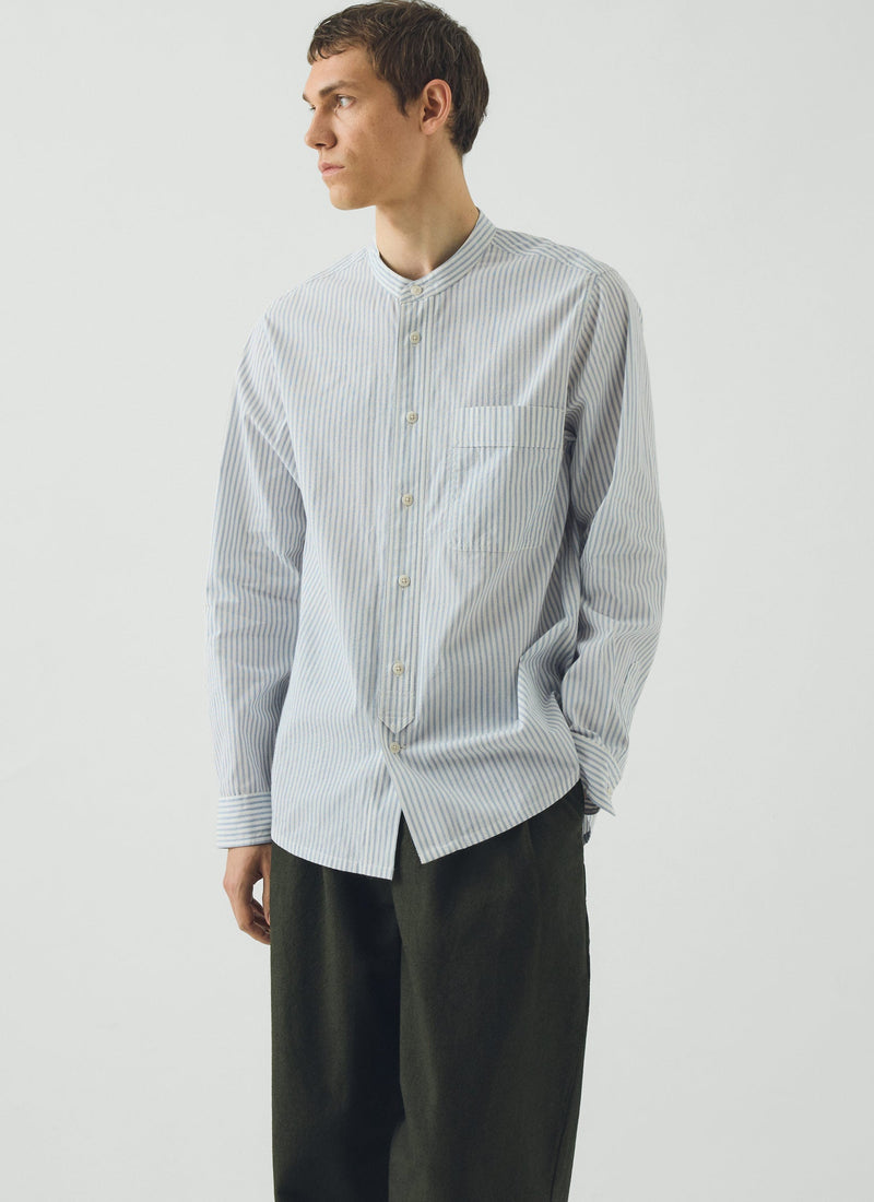 Jasper Cotton Stripe Shirt | Blue
