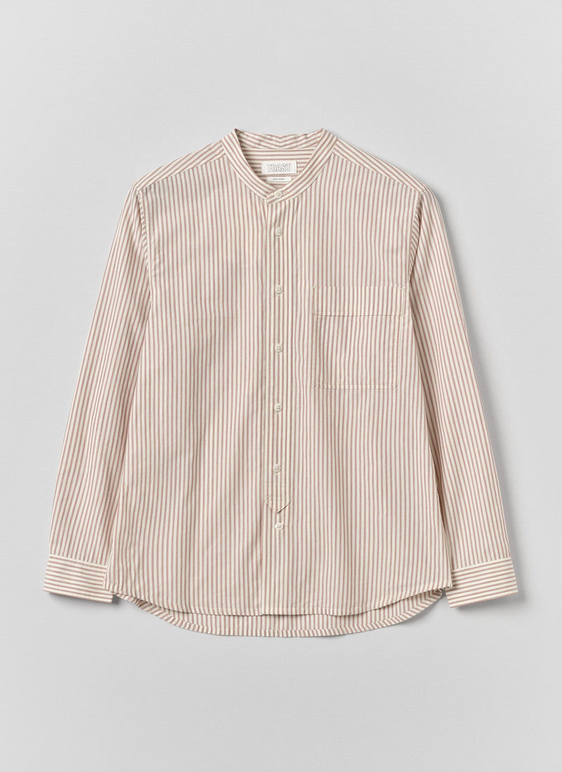 Jasper Cotton Stripe Shirt | Russet Red