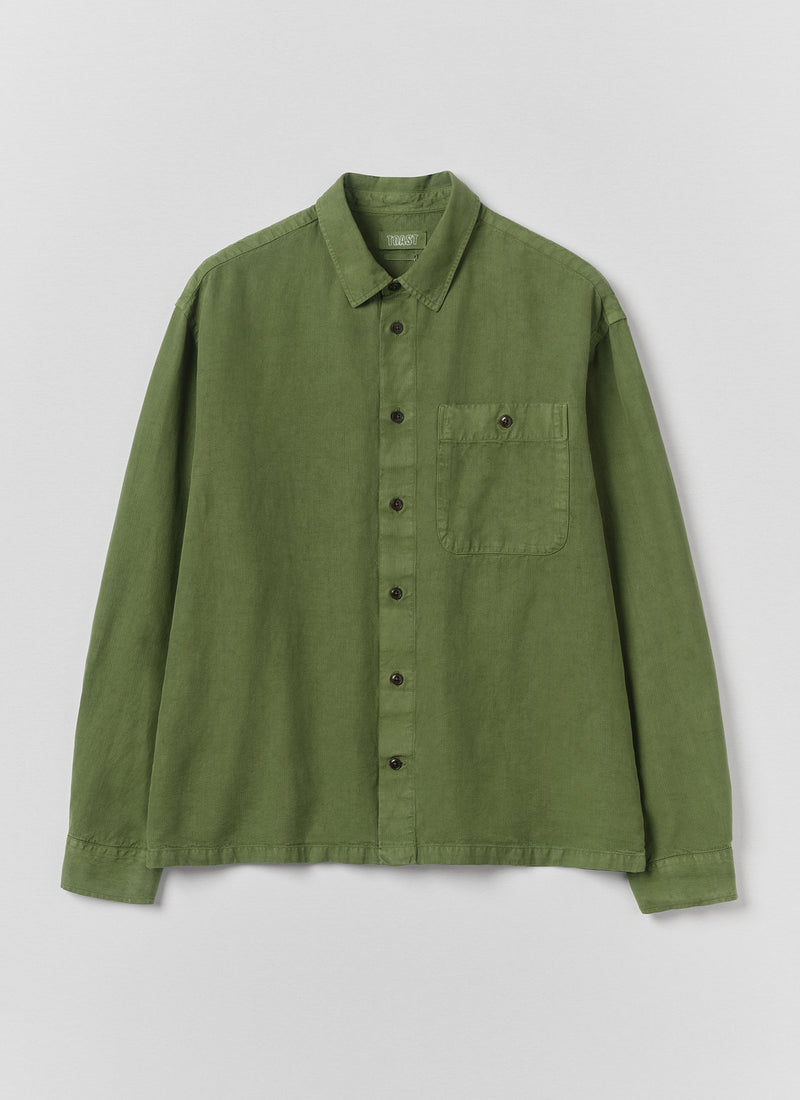 Lyocell Linen Herringbone Shirt | Fern Green