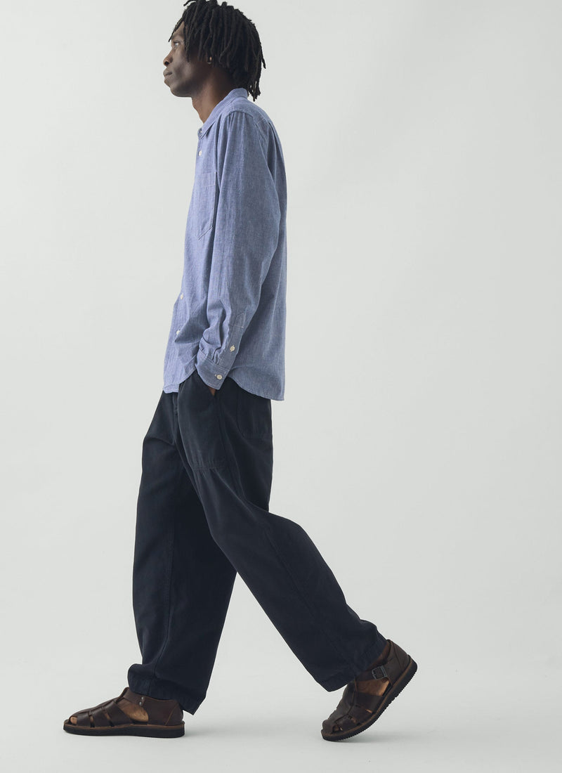 Cotton Linen Chambray Shirt | Chambray Blue