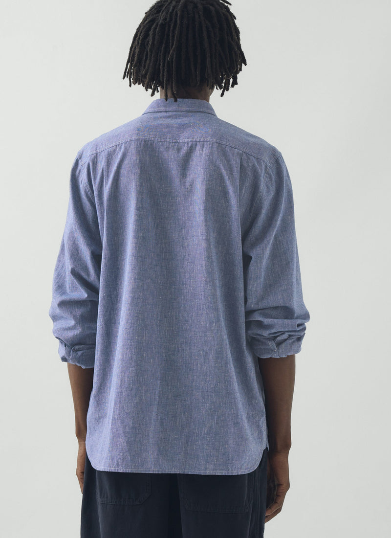 Cotton Linen Chambray Shirt | Chambray Blue
