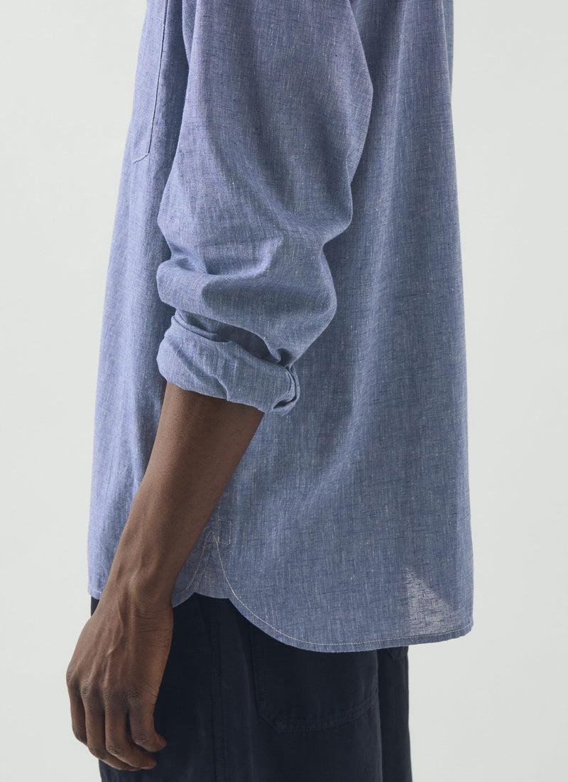 Cotton Linen Chambray Shirt | Chambray Blue
