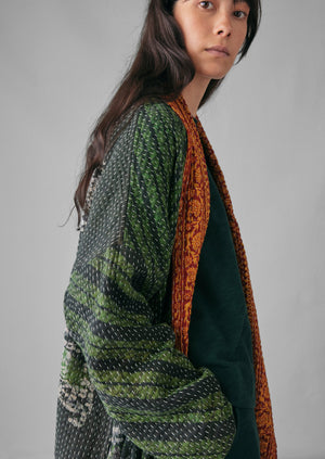 Repurposed Kantha Coat | Greens