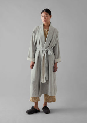 Soft Double Faced Cotton Gown | Grey Melange/Soft Clay