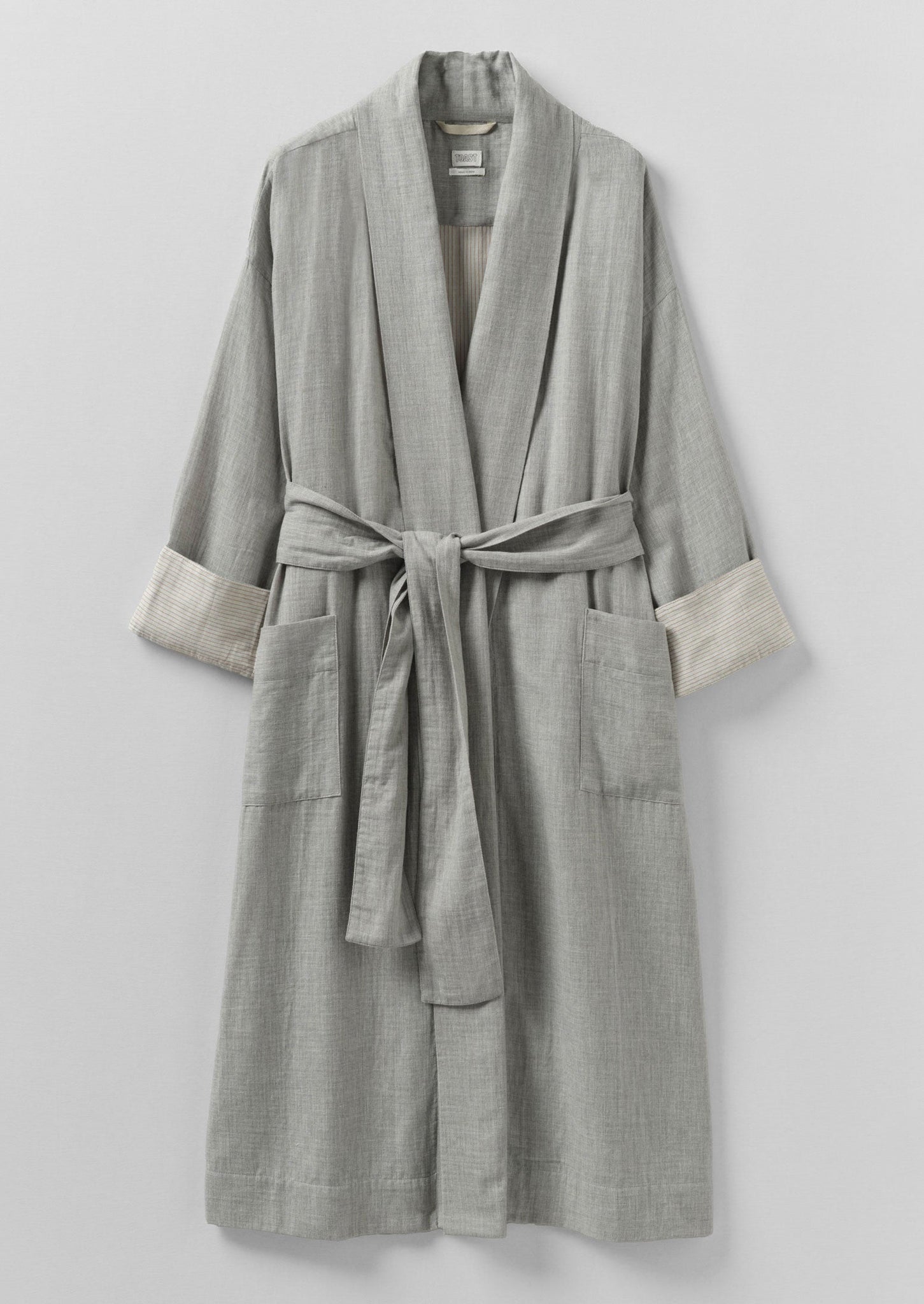 Soft Double Faced Cotton Gown | Grey Melange/Soft Clay