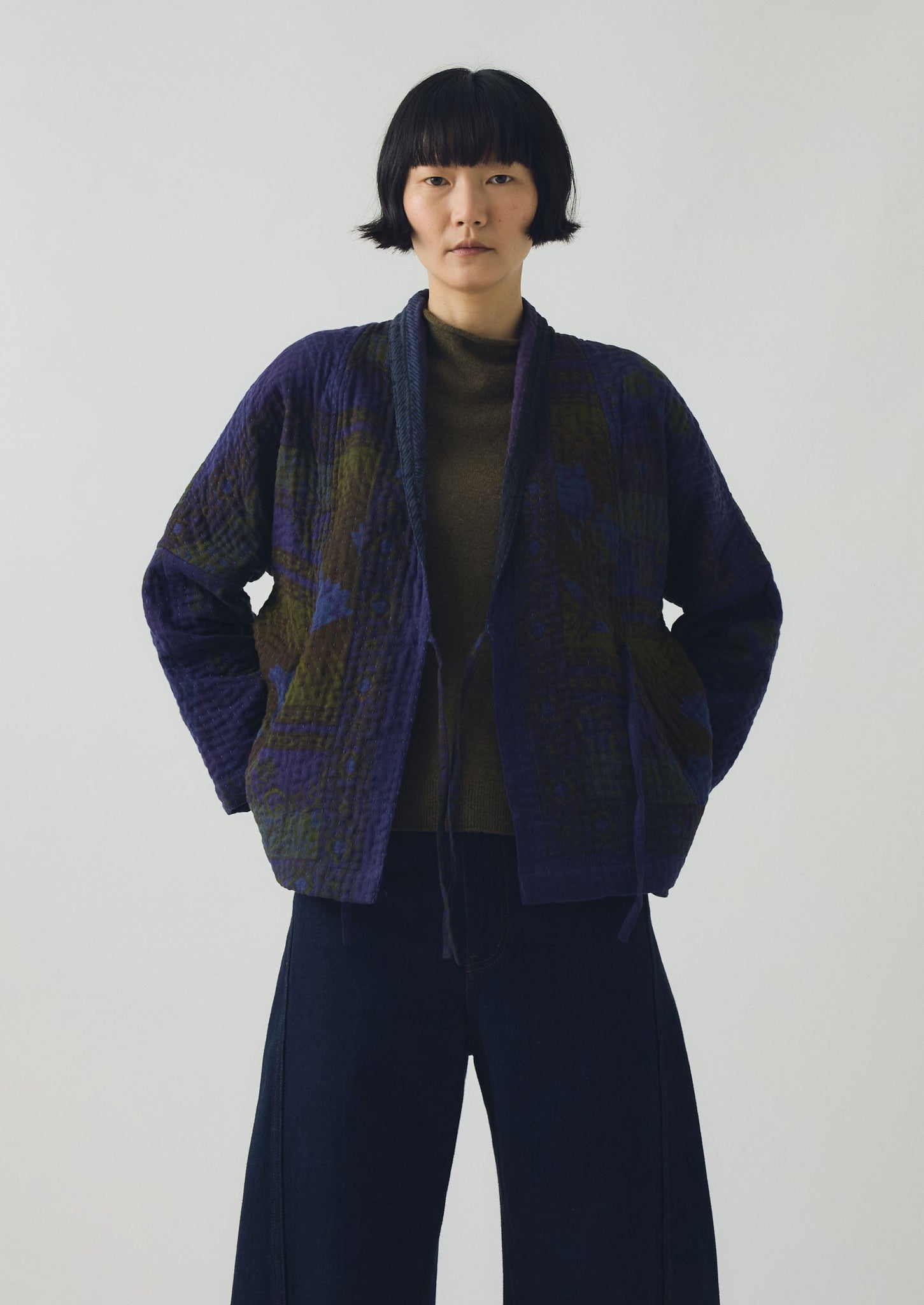 Overdyed Repurposed Kantha Jacket | Provence Blue