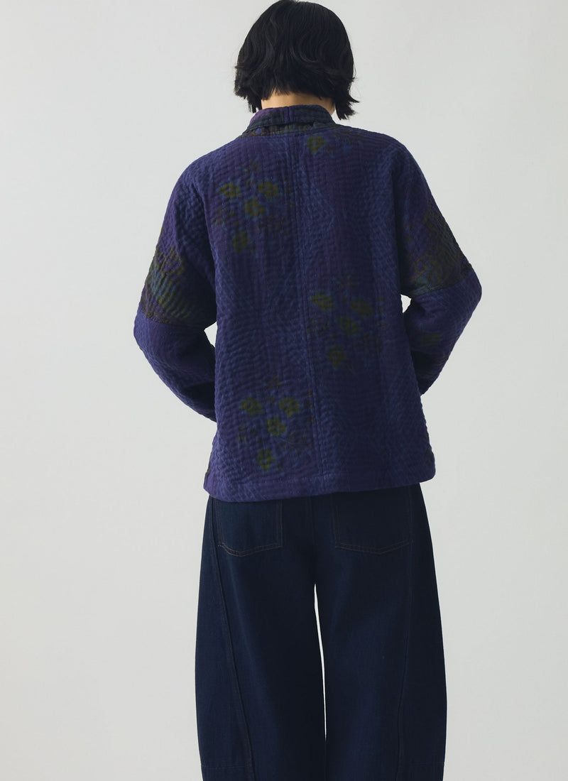 Overdyed Repurposed Kantha Jacket | Provence Blue