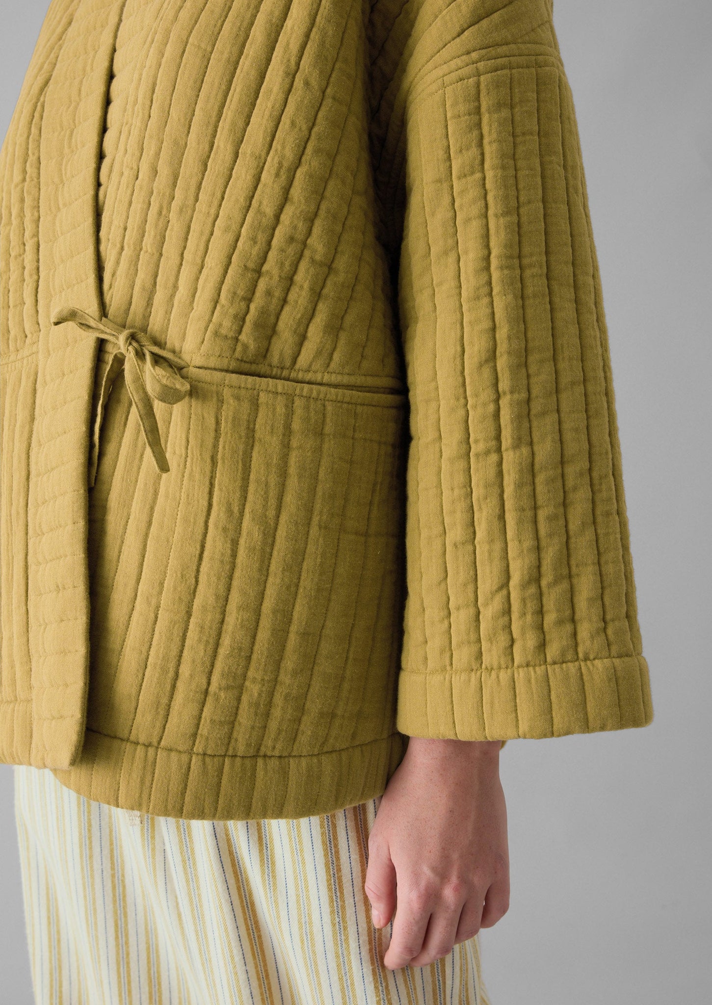 Quilted Cotton Gown | Soft Olive