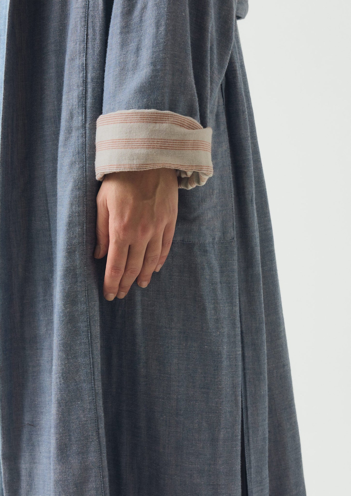 Soft Faced Double Cotton Gown | Blue Chambray