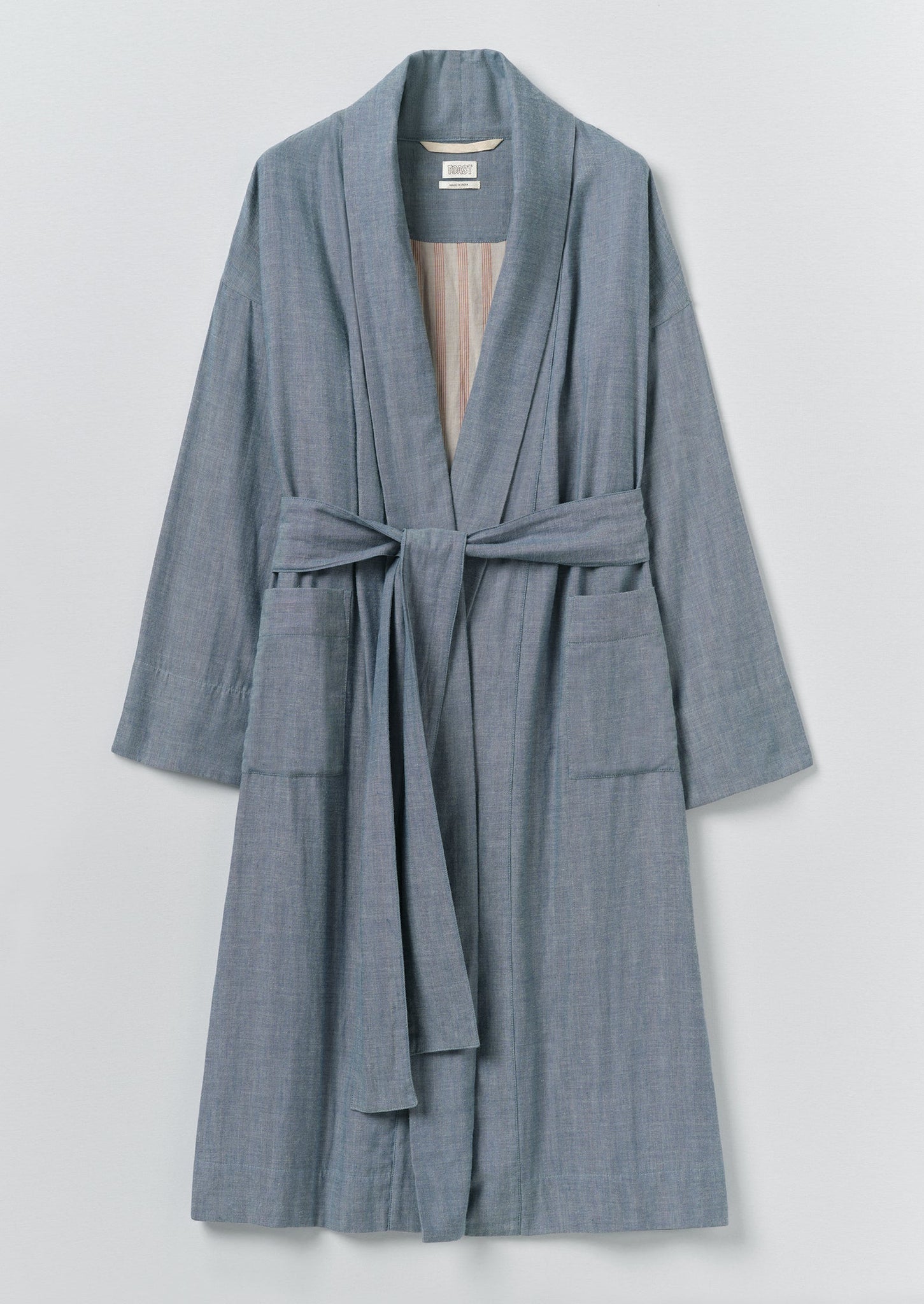 Soft Faced Double Cotton Gown | Blue Chambray