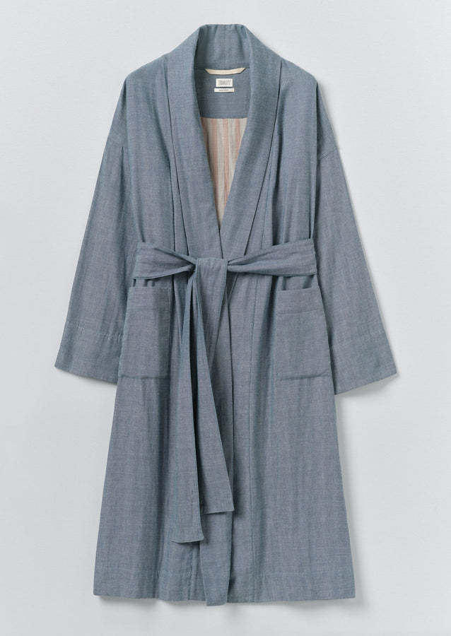 Soft Faced Double Cotton Gown | Blue Chambray