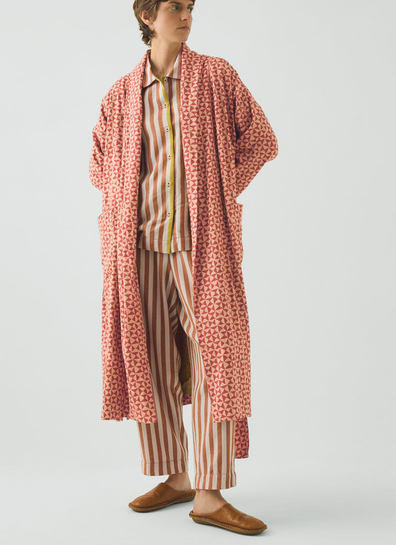 Cut Out Geo Cotton Flannel Gown | Orange Rust/Peach