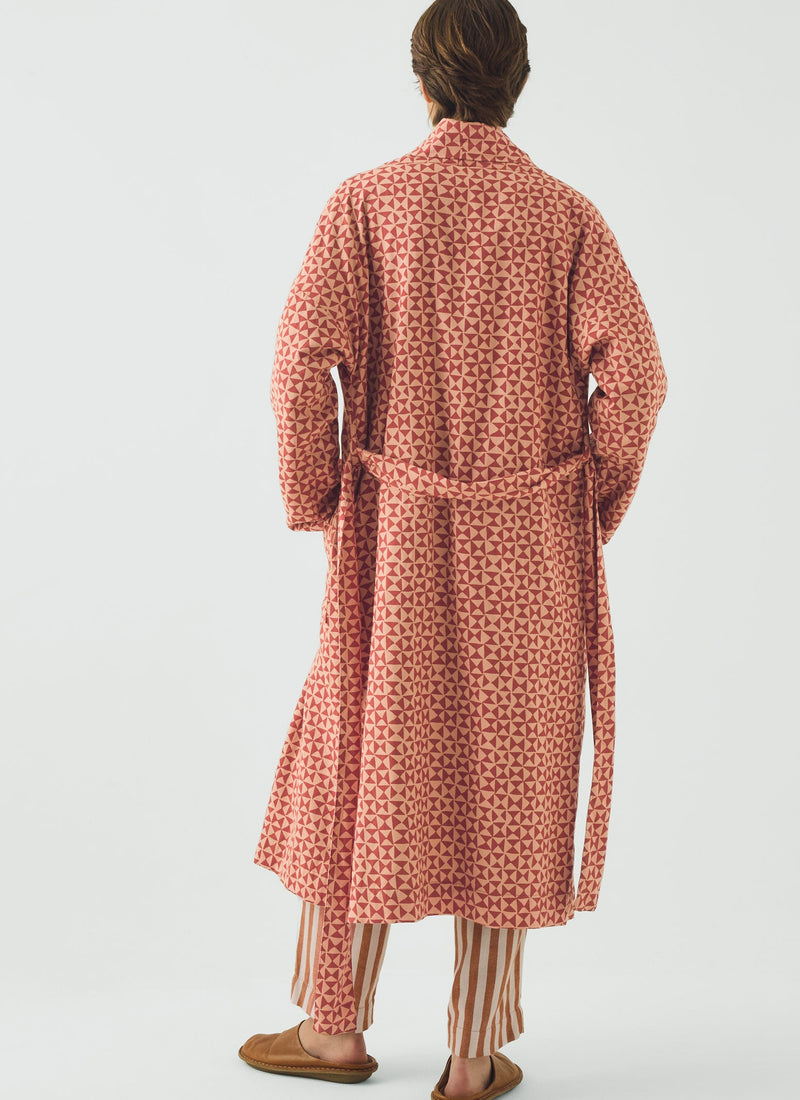 Cut Out Geo Cotton Flannel Gown | Orange Rust/Peach