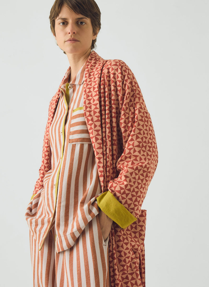 Cut Out Geo Cotton Flannel Gown | Orange Rust/Peach