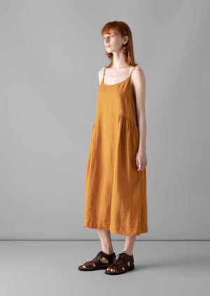 Garment Dyed Lightweight Linen Lounge Dress | Amber