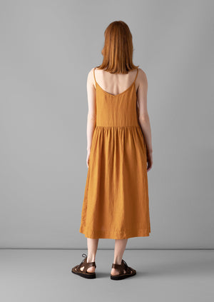 Garment Dyed Lightweight Linen Lounge Dress | Amber