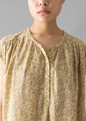 Collage Floral Cotton Nightdress | Pale Gold