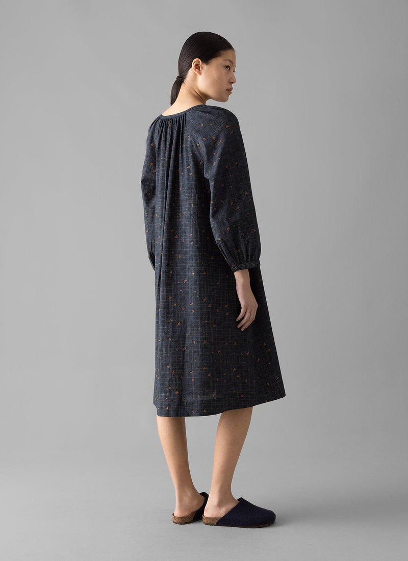 Trellis Floral Block Print Nightdress | Blueberry
