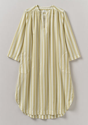 Canopy Stripe Organic Cotton Kaftan | Ecru/Washed Lime