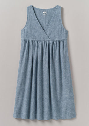 Lightweight Linen Cotton Lounge Dress | Dusty Blue