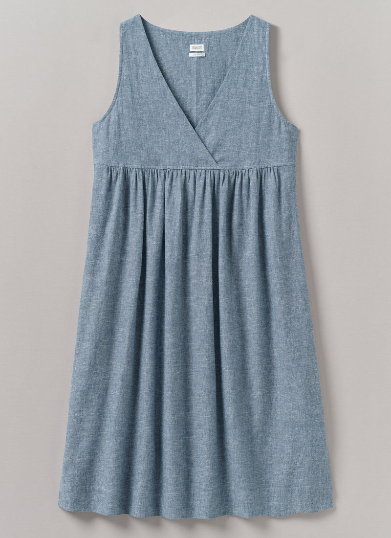 Lightweight Linen Cotton Lounge Dress | Dusty Blue