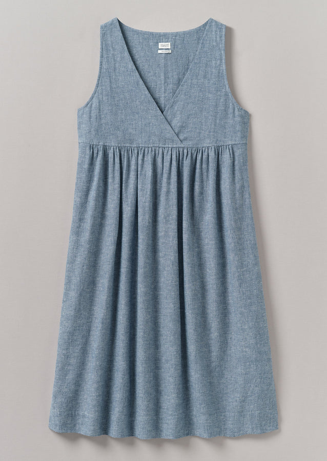 Lightweight Linen Cotton Lounge Dress | Dusty Blue