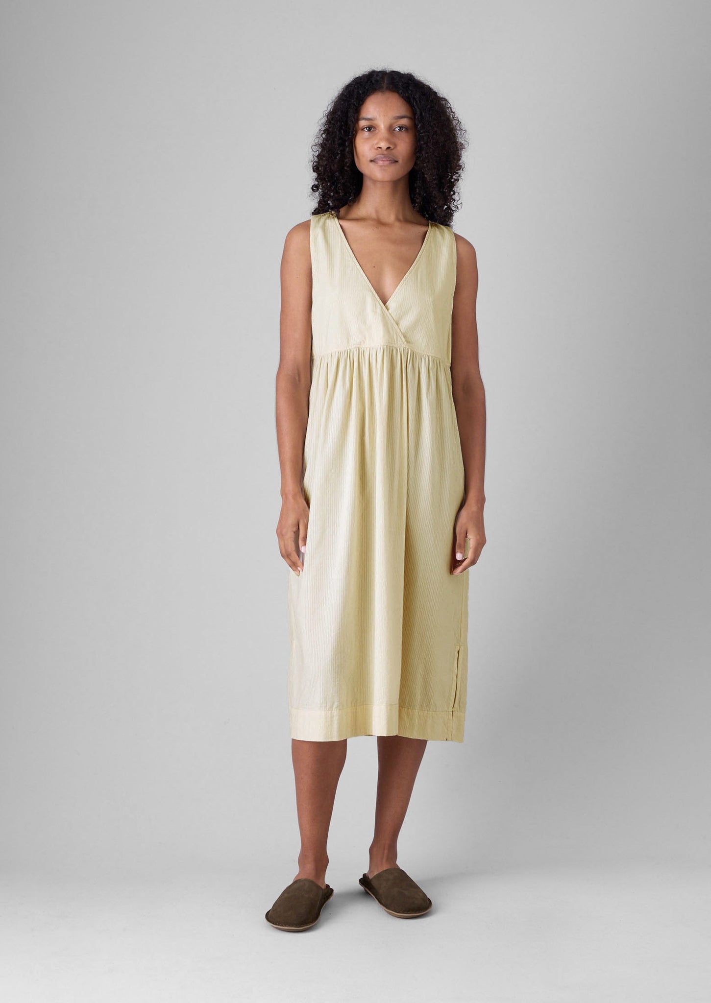 Raised Stripe Cotton Nightdress | Chalk